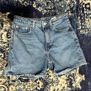 Weekday medium wash denim shorts, high waisted, 27” waist